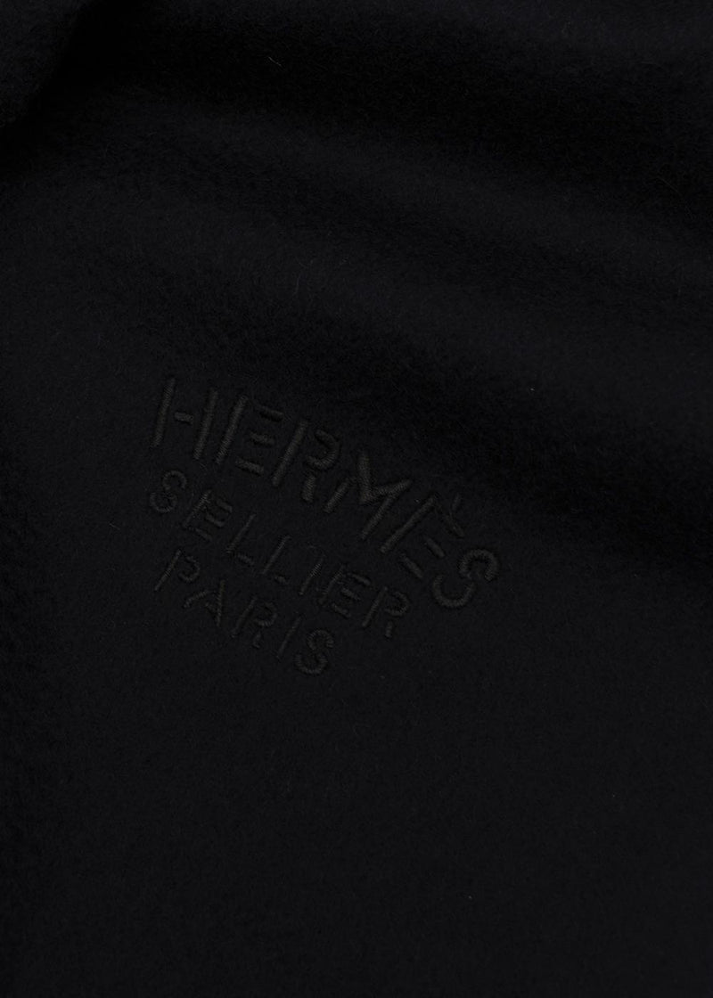 Hermes Black Cashmere Tassel Scarf