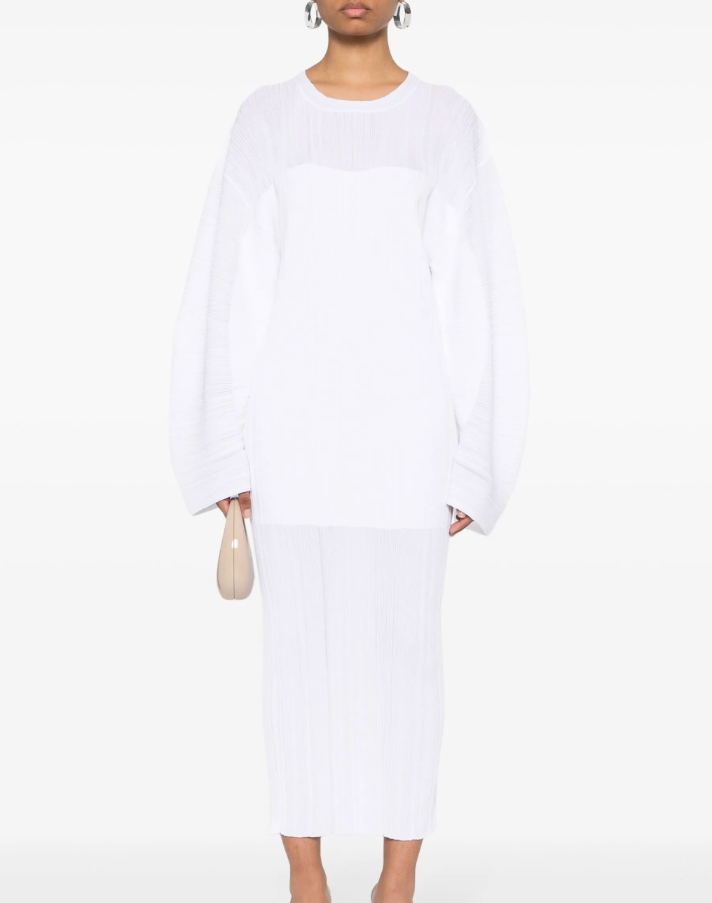 Stella McCartney Plissé Fine-knit Midi Dress