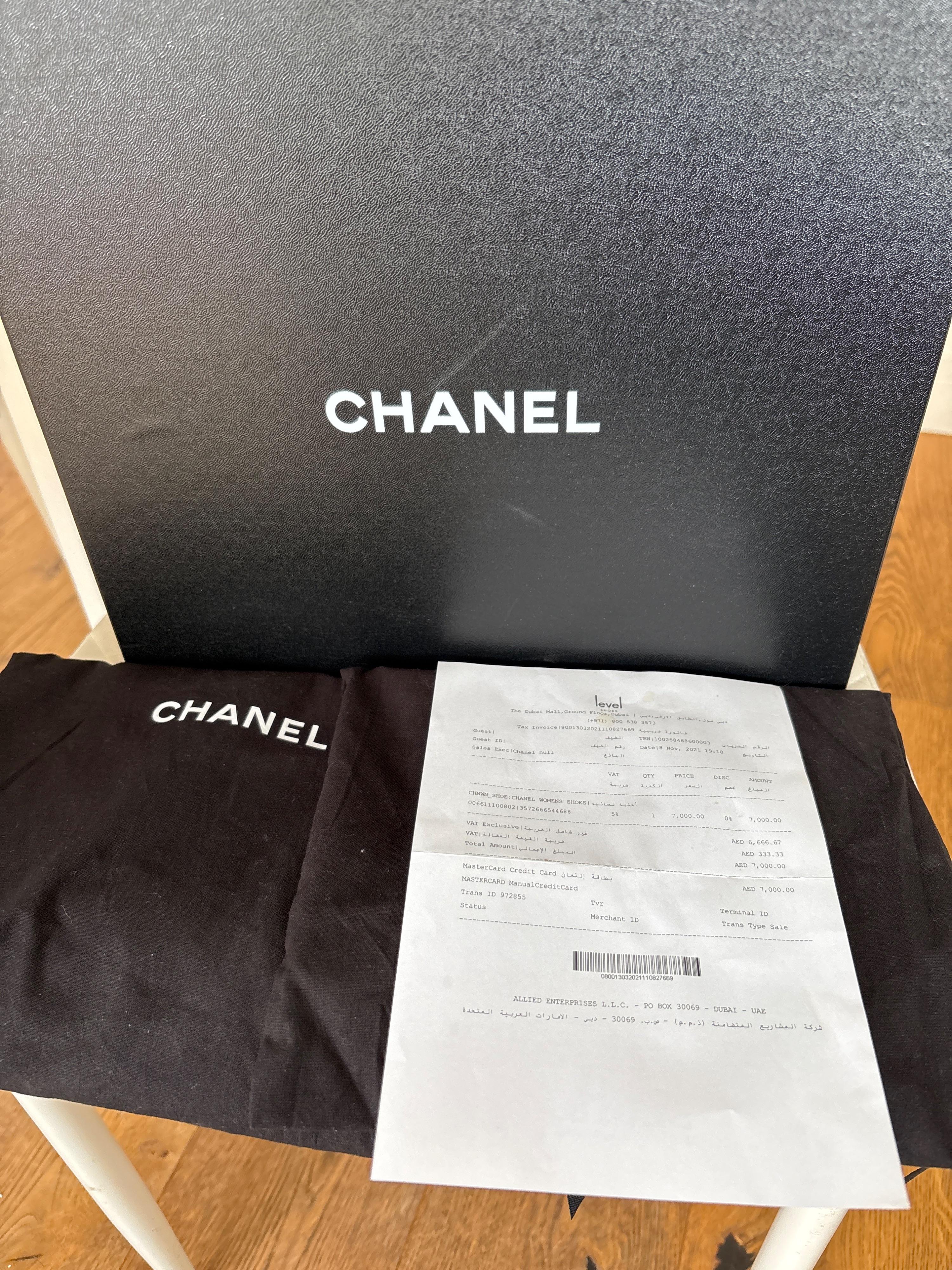 Chanel Black Leather Wedge Sandals