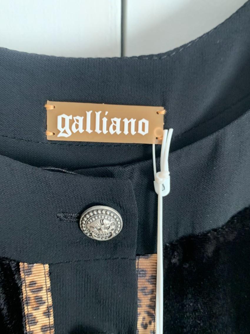 Galliano Black Satin Embroidered Dress