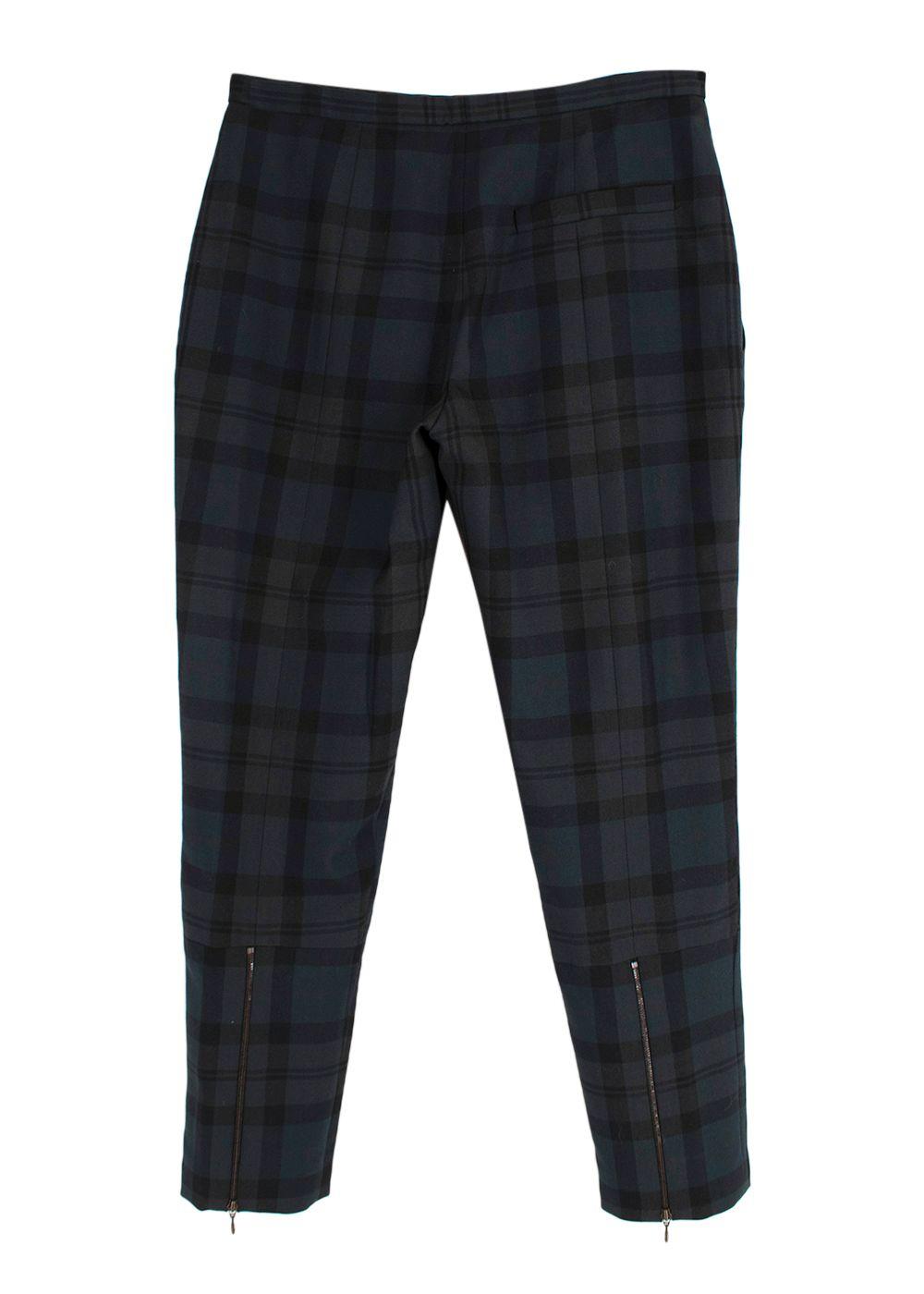 Chloe Dark Green Wool Check Trousers
