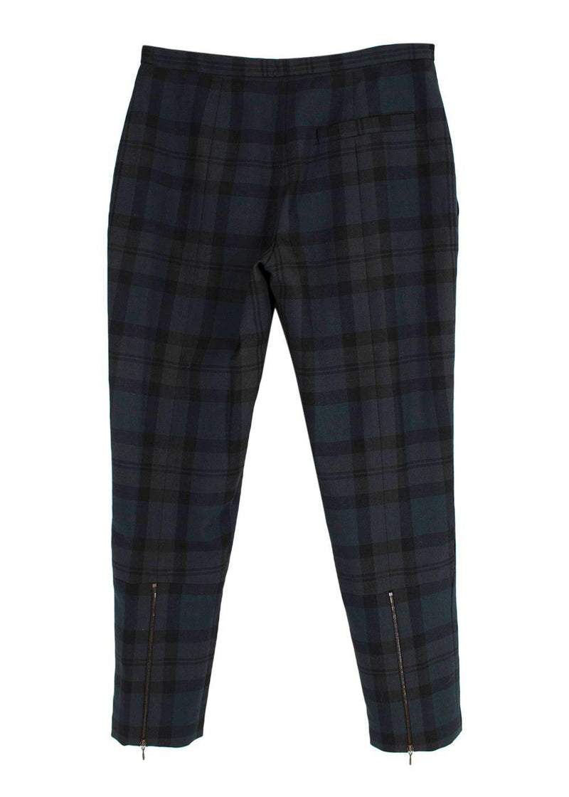 Chloe Dark Green Wool Check Trousers