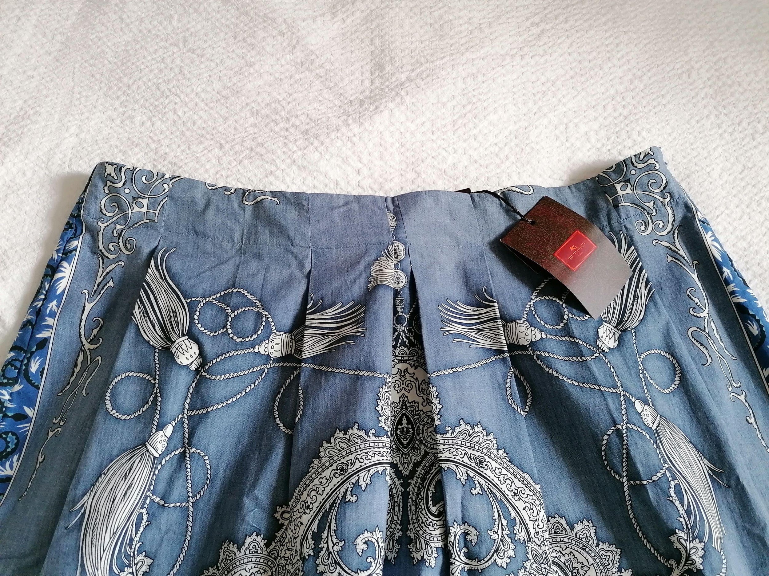 Blue Cotton A-Line Skirt