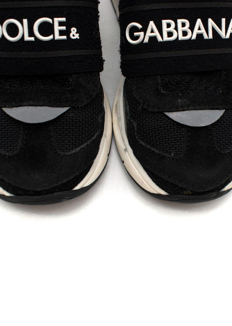 Black suede & mesh logo trainers
