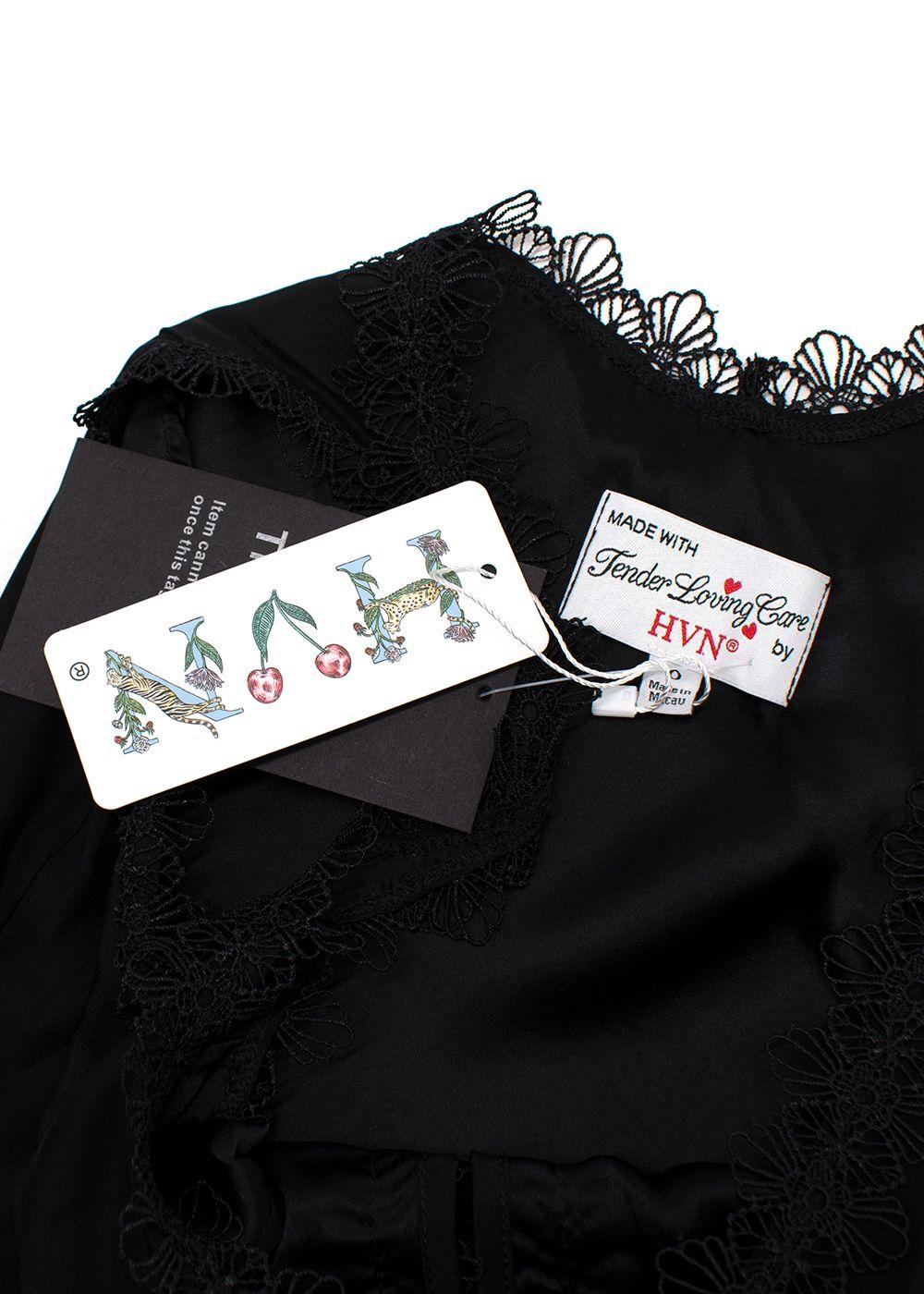 HVN Black Silk Bow Detail Maxi Dress