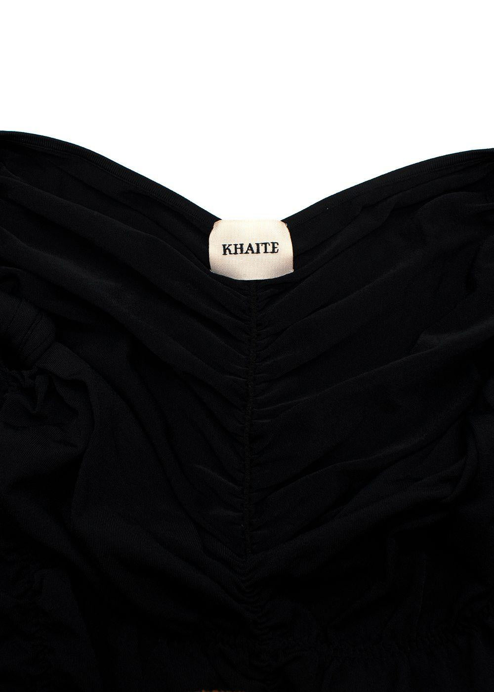 Khaite Black Ruched V-Neck Midi Dress