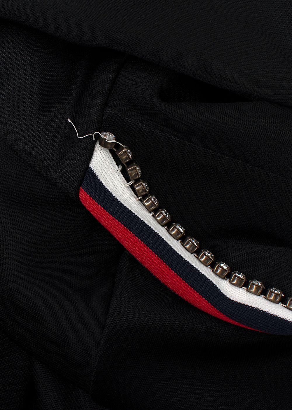 Gucci Black Crystal Stripe Sleeve Zip Up Hoodie
