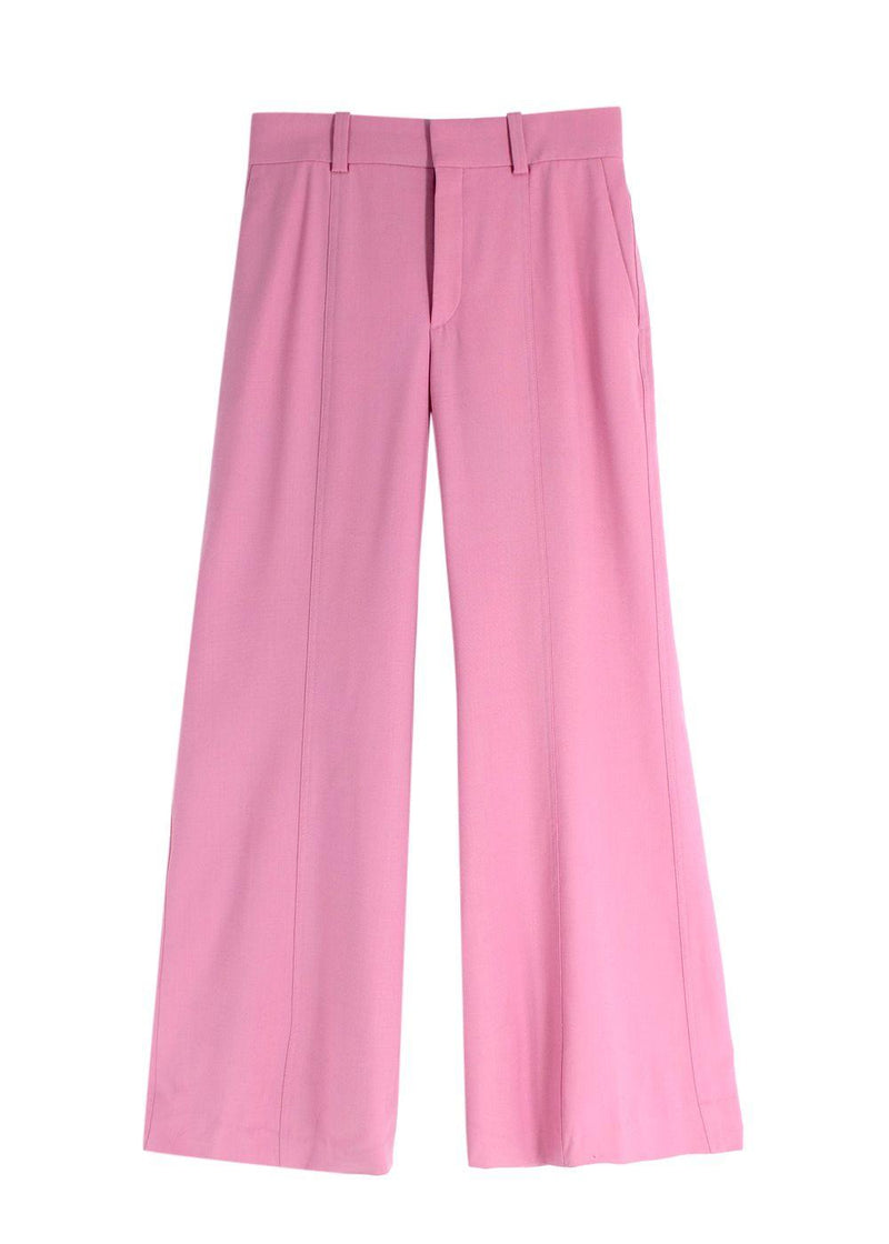 Chloe Pink Wide Leg Wool Blend Tailored Trousers