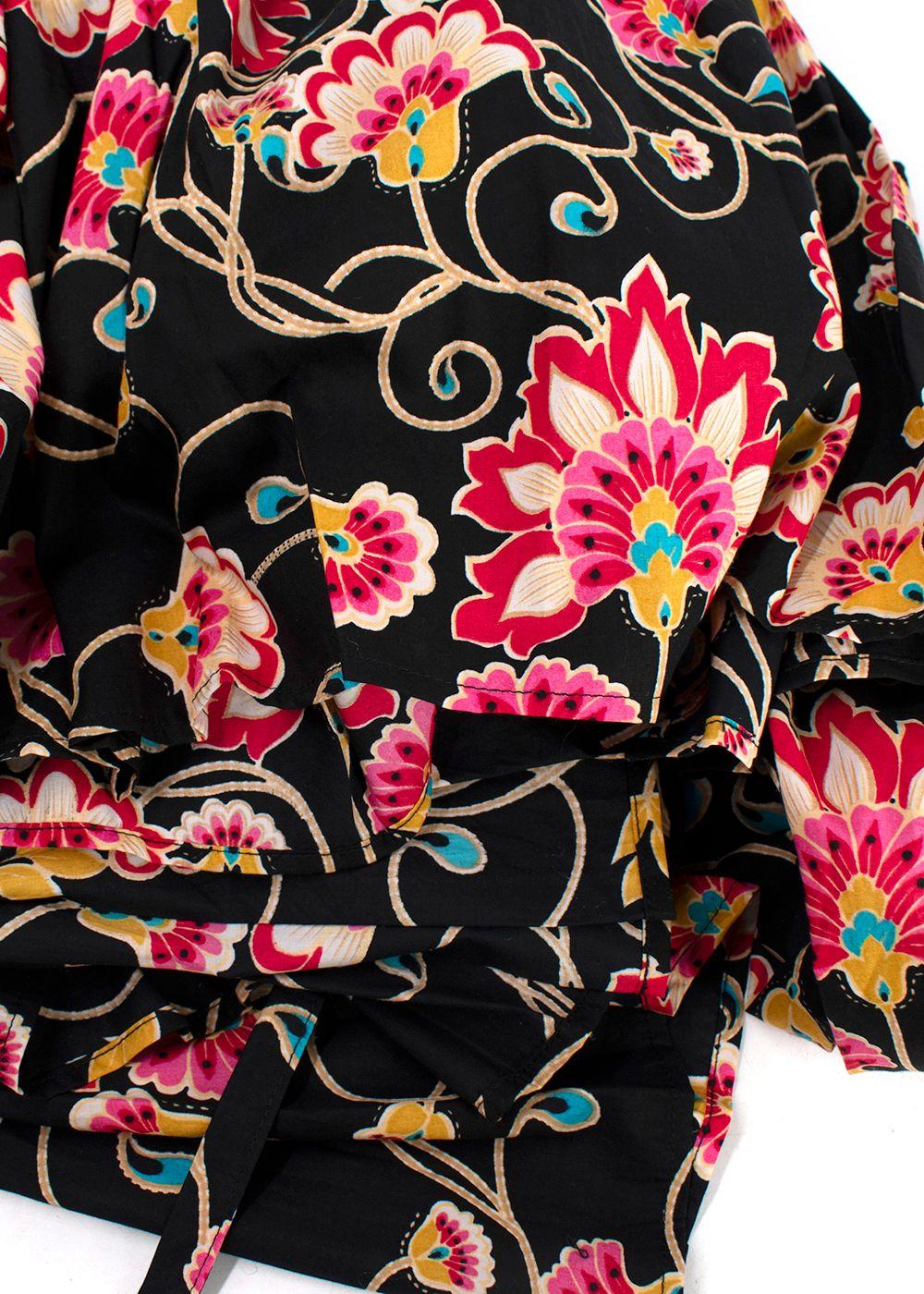 Elegant Embroidery Black Floral Embroidered Kaftan Dress