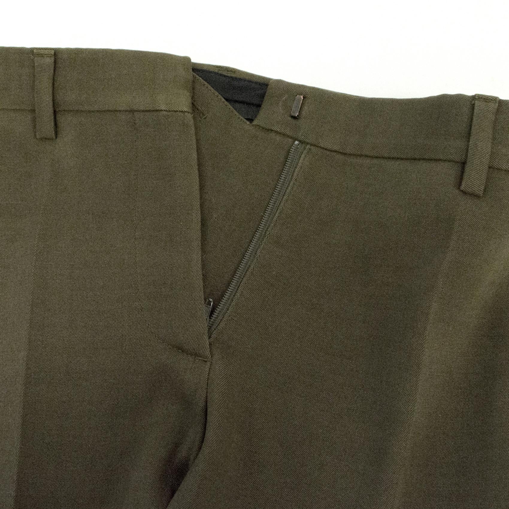 Burberry Prorsum Olive Green Wool and Silk Blend Trousers