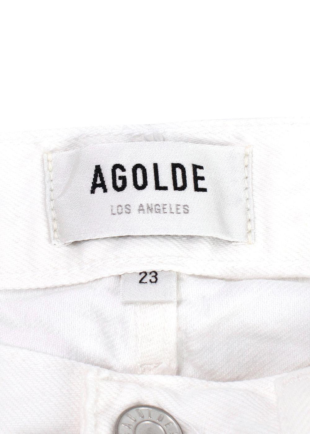 Agolde White Mid Rise Straight Leg Jeans