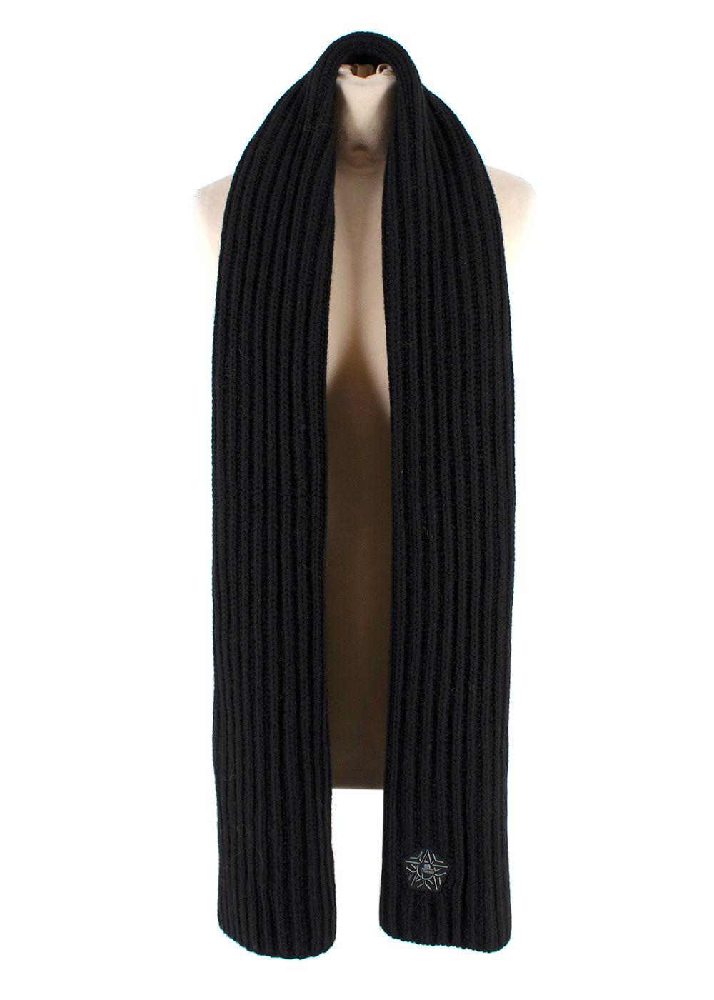 Fusalp x Zenith Black Ribbed Wool Beanie and Scarf Set