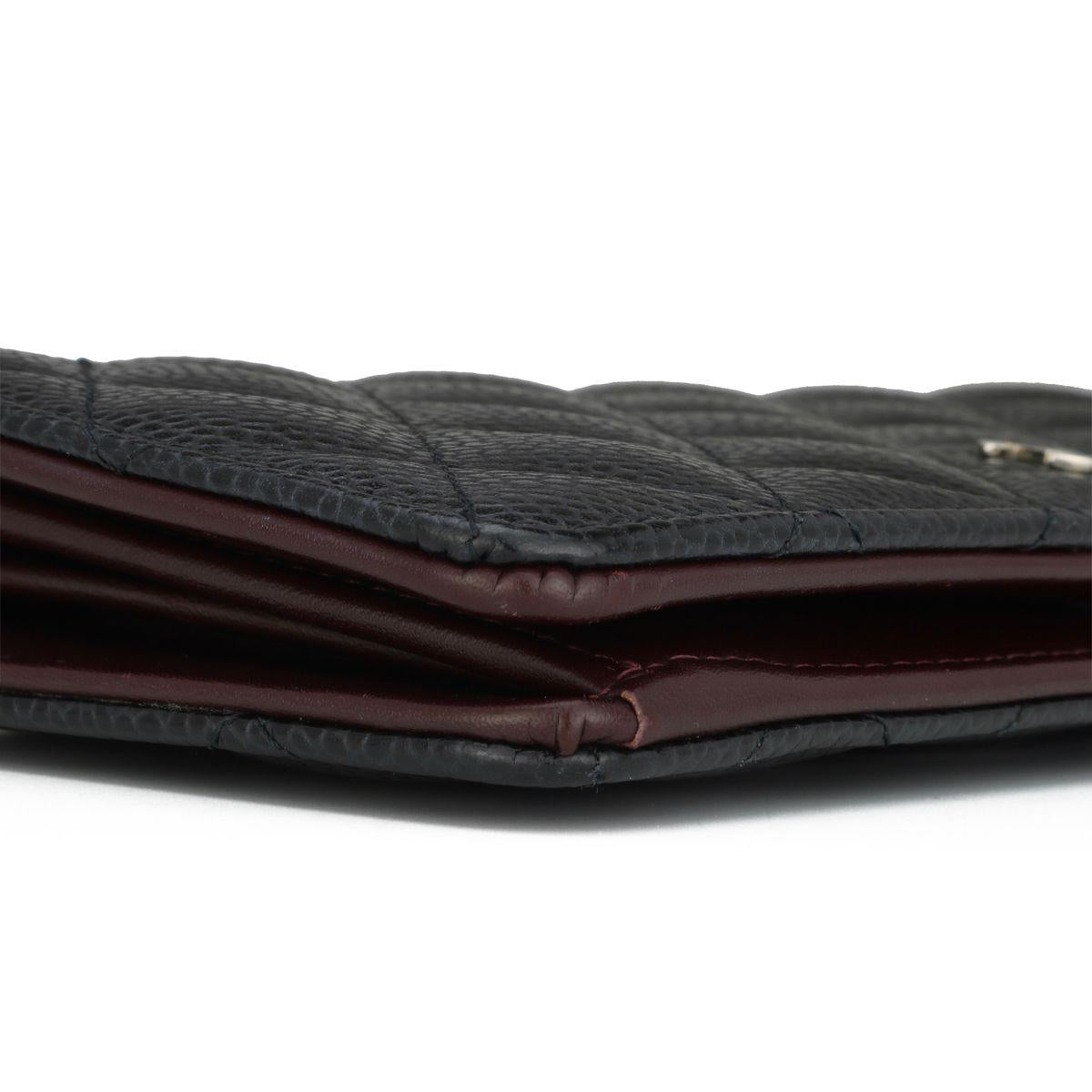 Chanel Black Caviar Leather Long Flap Yen Wallet with Silver Hardware