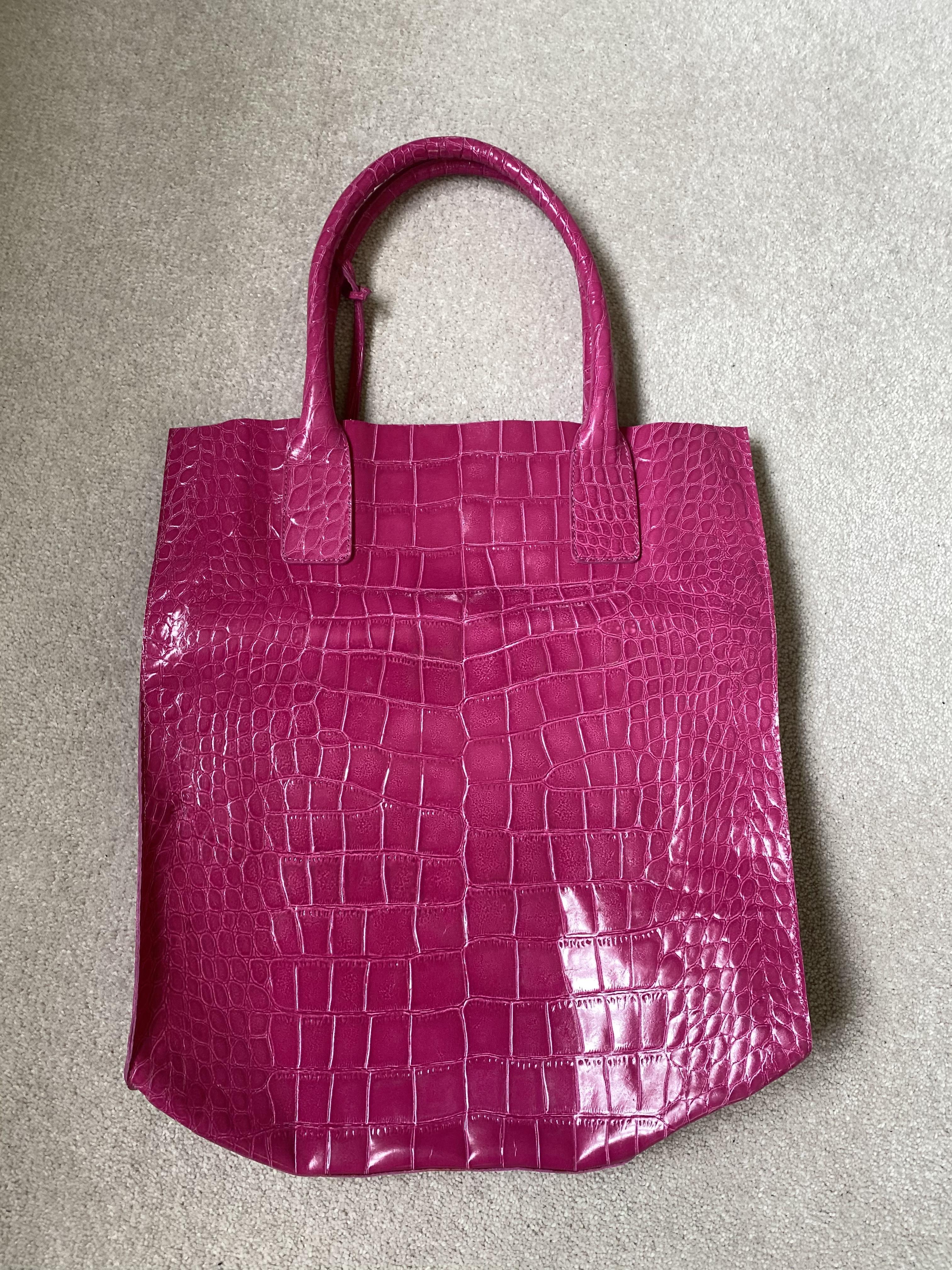 NEW Pink Aila Croc Embossed Bag