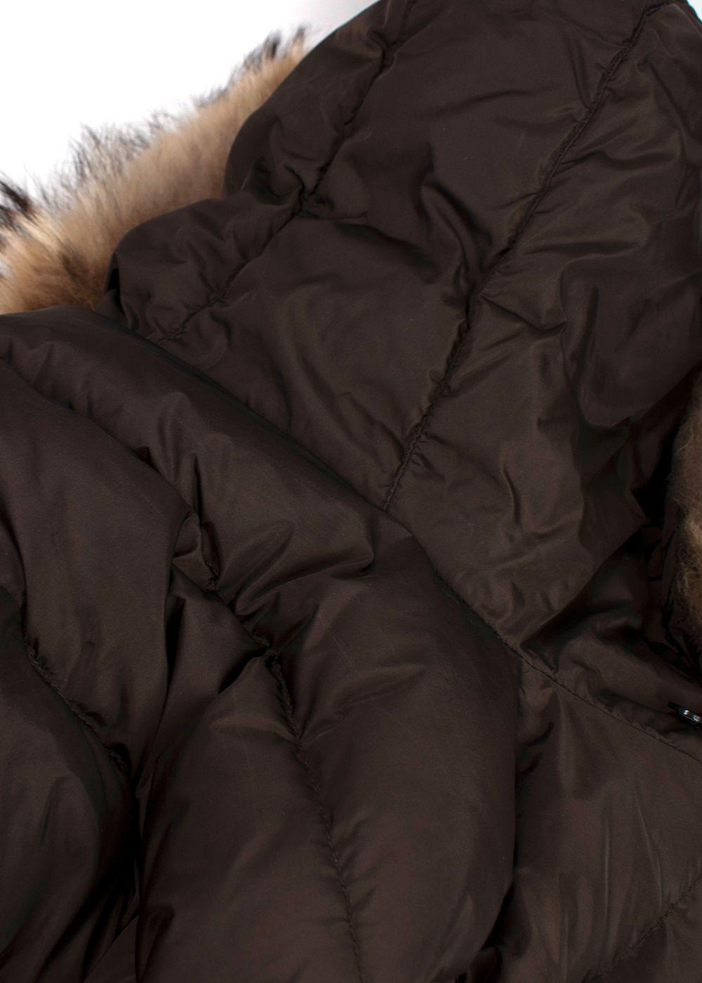 Moncler Brown Puffer Jacket with Fur Trim