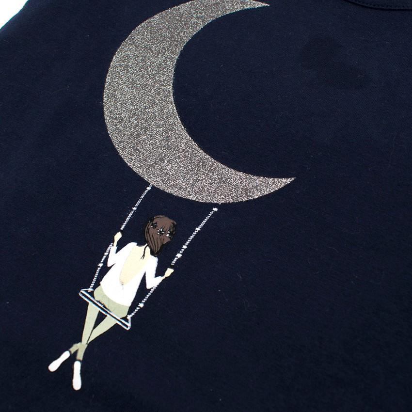 Lili Gaufrette Girls 8Y Navy Moon Print Top