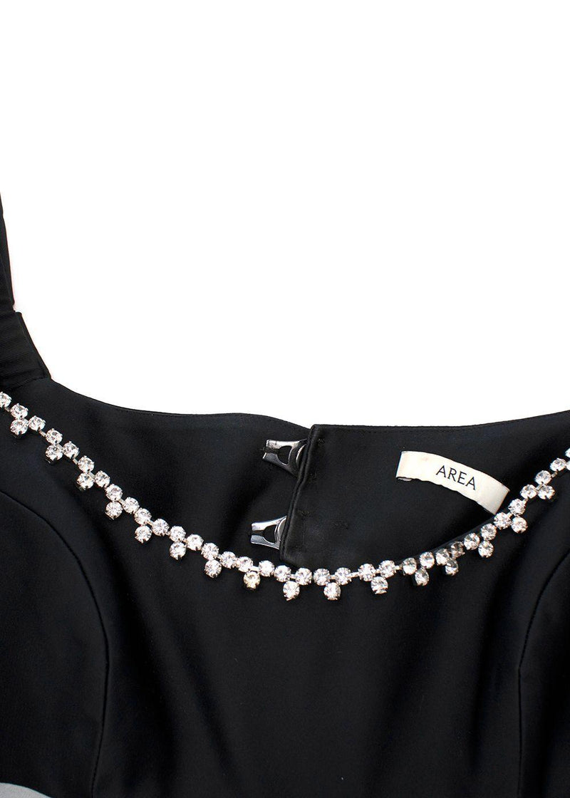 Area Puff-Sleeved Cut-Out Embellished Flared Mini Dress