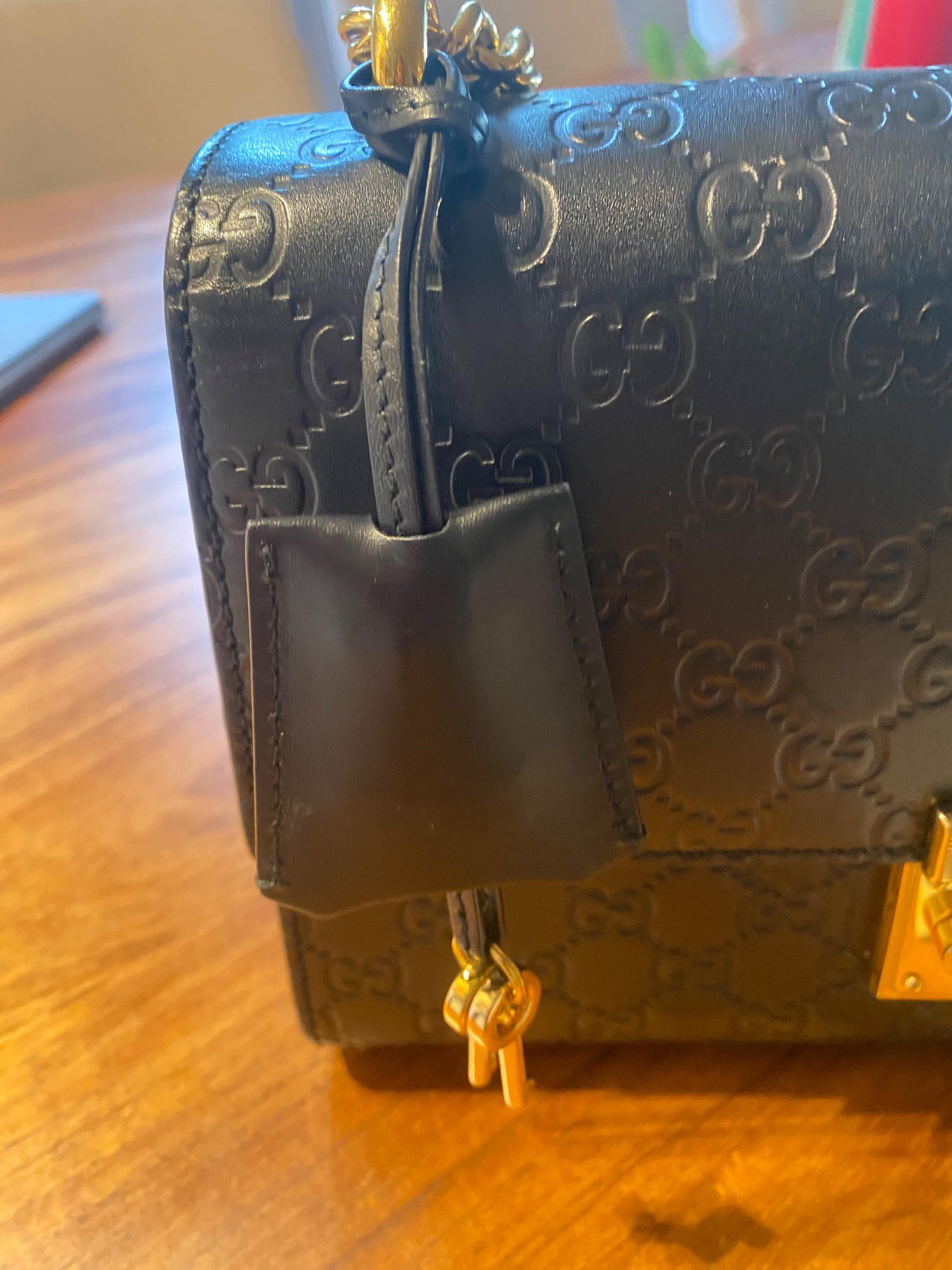 Black Guccissima Medium Padlock Shoulder Bag