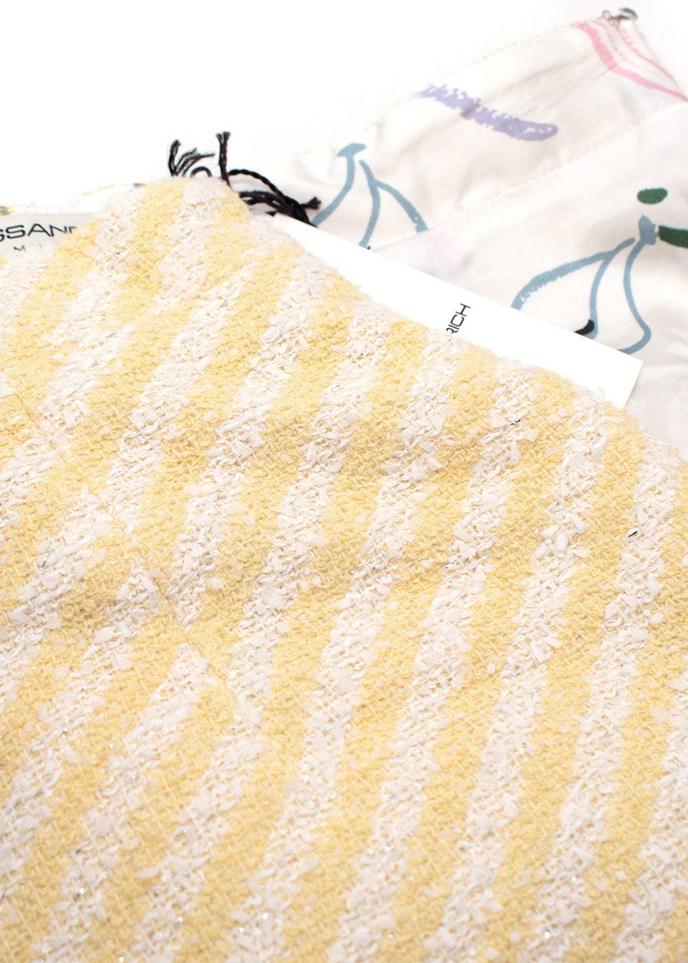 Alessandra Rich Yellow Striped Tweed Mini Skirt