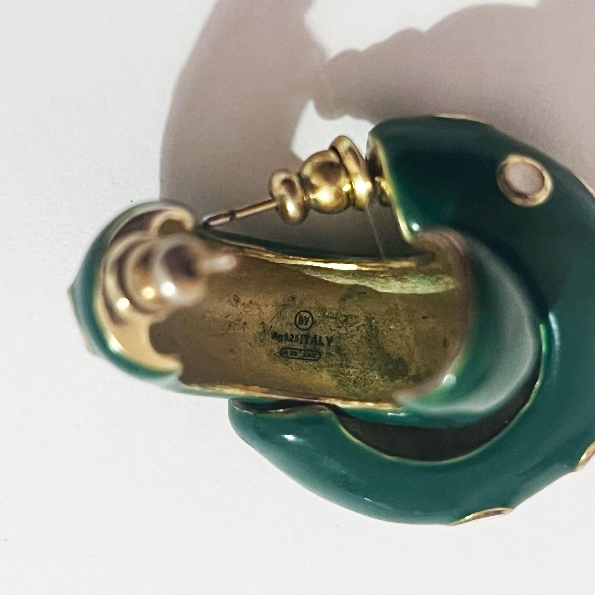 Bottega Veneta Green Studded Hoop Earrings