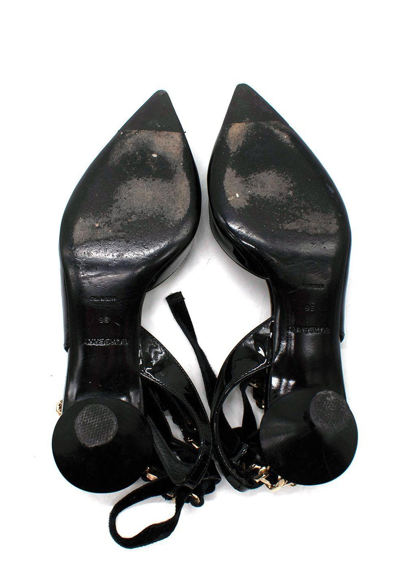 Burberry Black Patent Leather Slingback Pumps