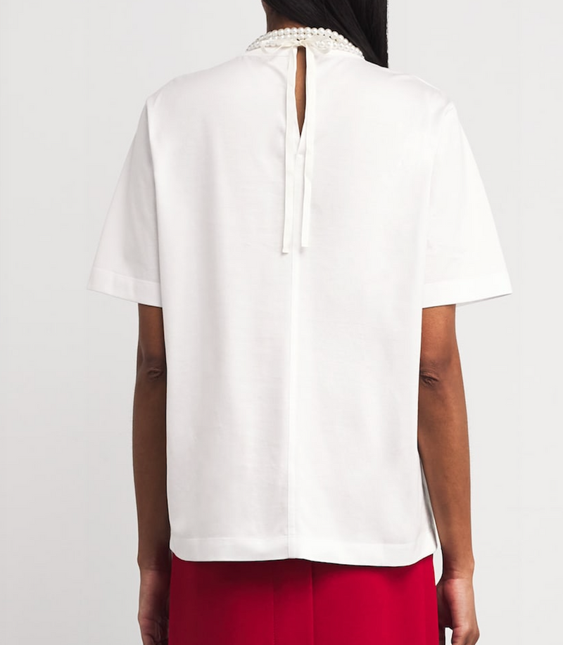 Carven Faux Pearl-Neck T-Shirt