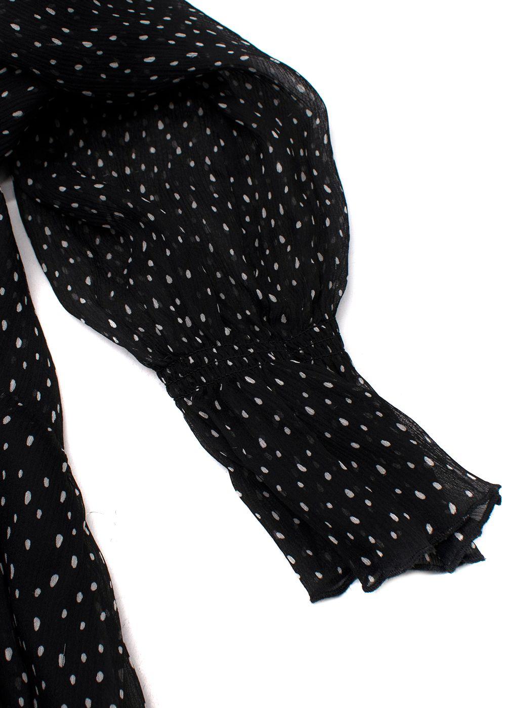 Diane Von Furstenberg Black Polkadot Chiffon Wrap Mini Dress