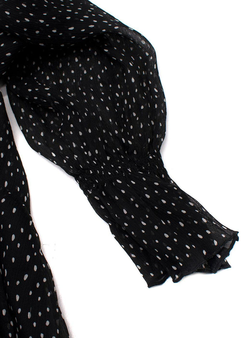 Diane Von Furstenberg Black Polkadot Chiffon Wrap Mini Dress