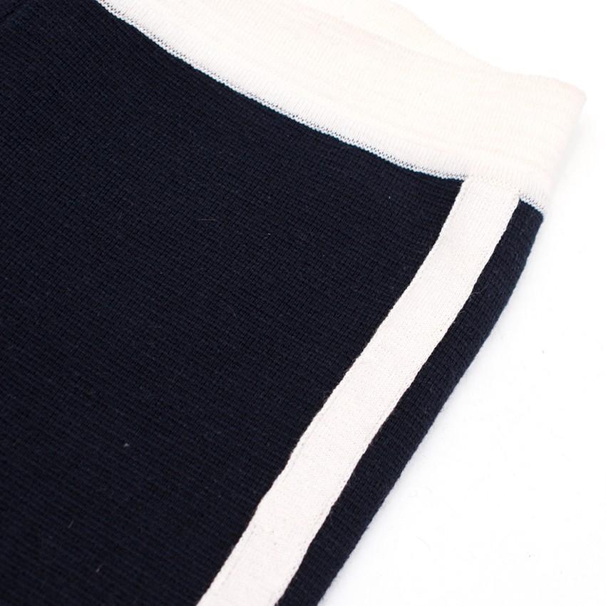 Ermanno Scervino Navy Knitted Cropped Trousers with Zippers