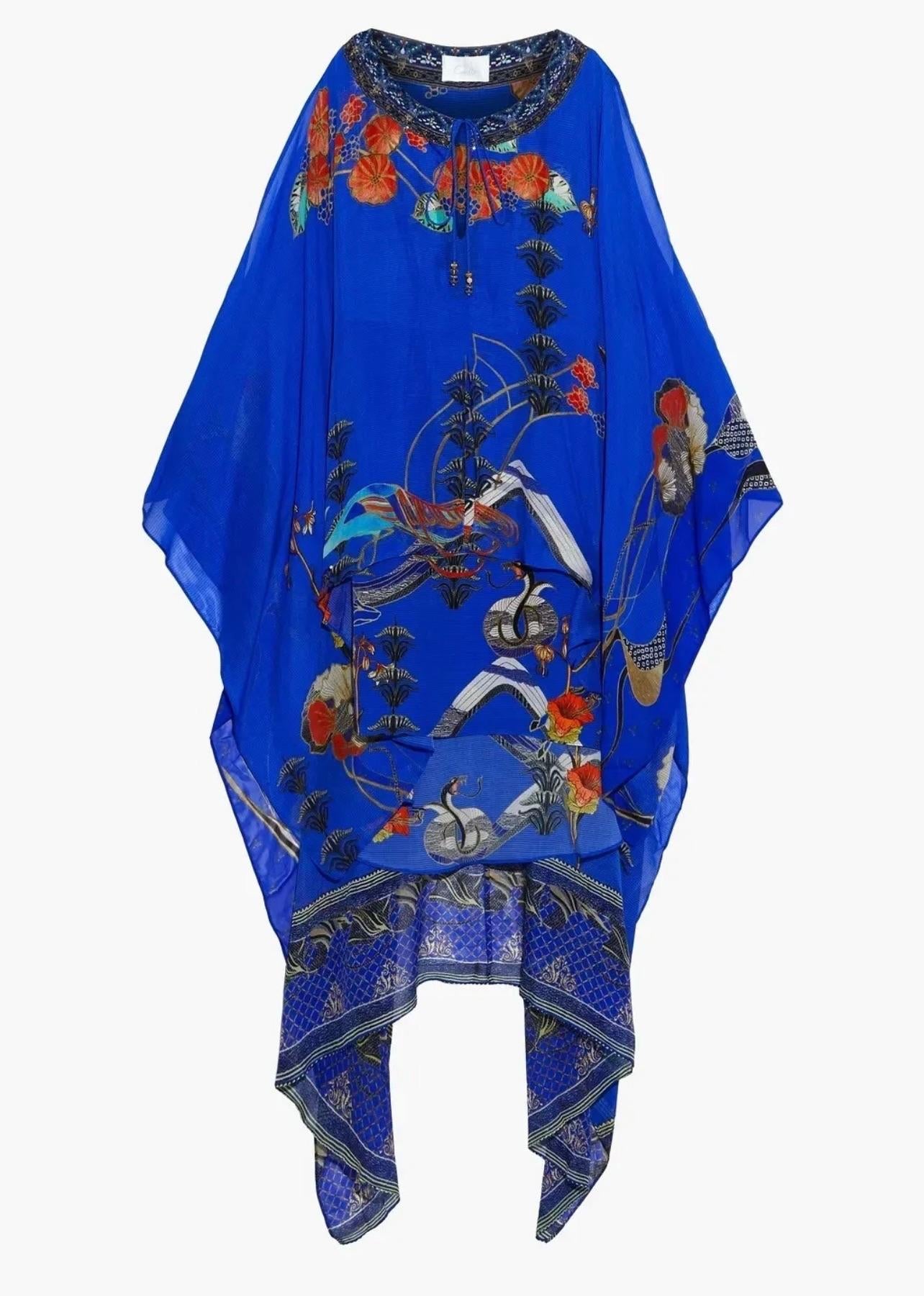 Blue Tiger Print Cape Dress