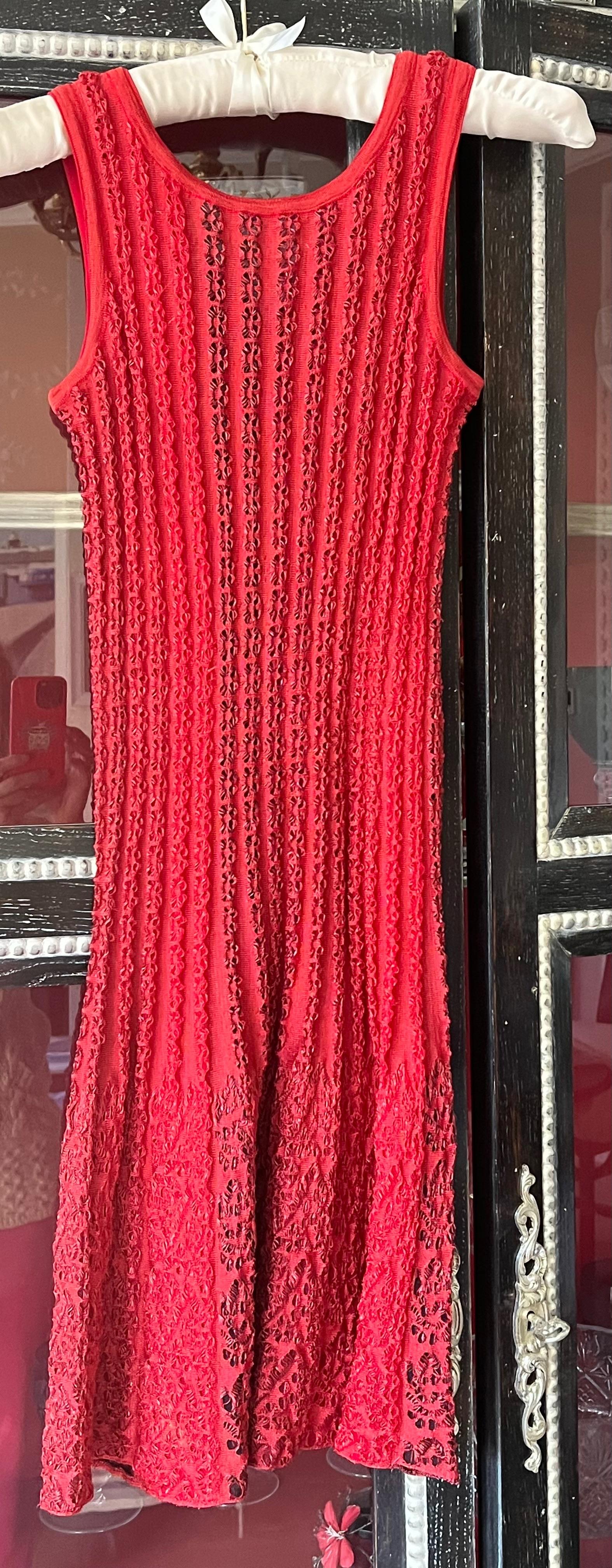 Red Knitted Skater Dress