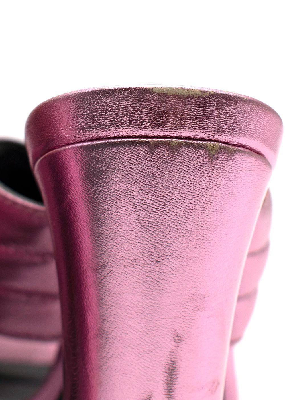 Gucci Pink Metallic Leather Sylvie Mules