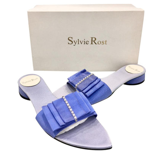 Sylvie Rost Paris Blue Bow Slides