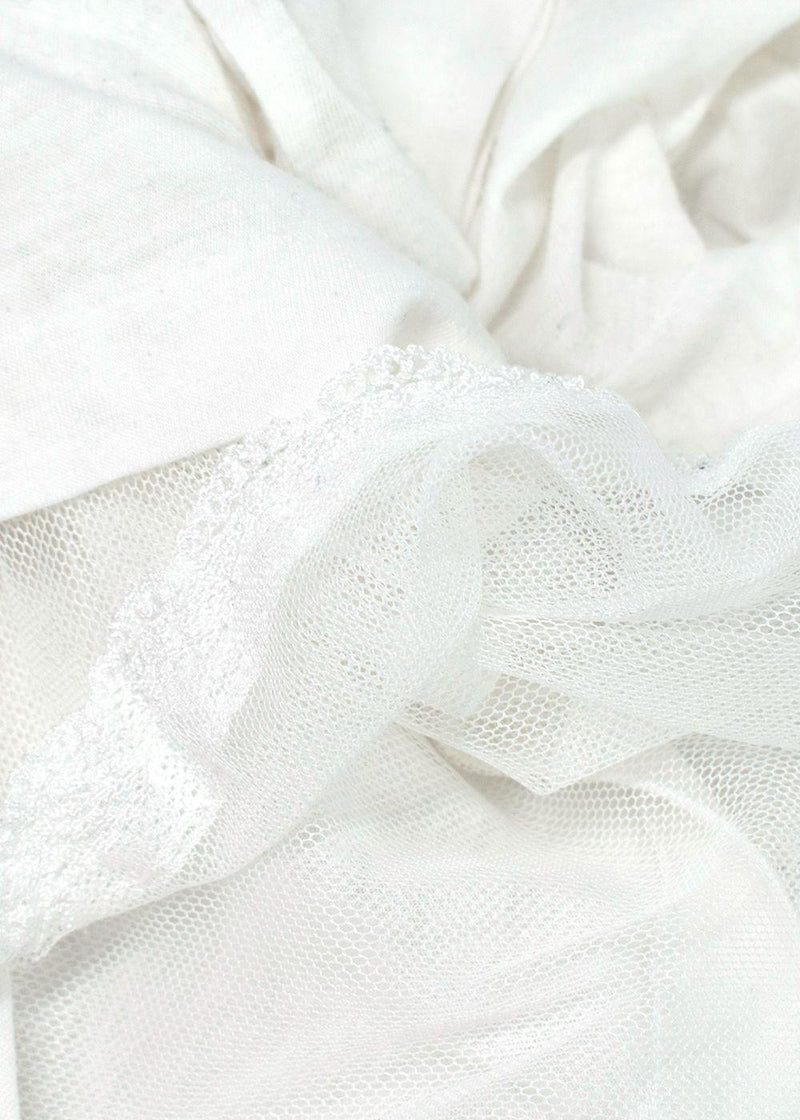 Sacai Luck Lace Trim White T-Shirt