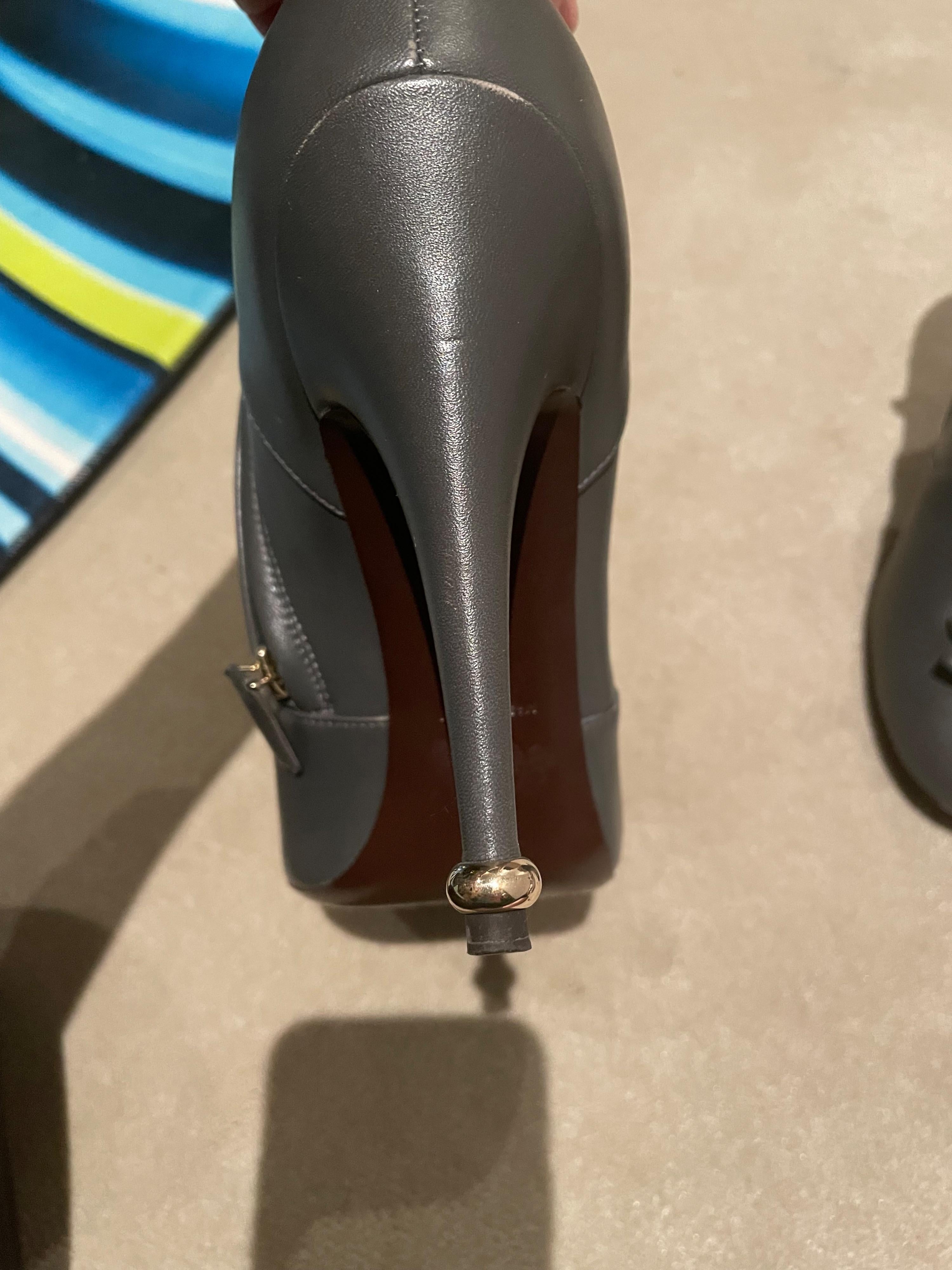 Chanel Grey Ankle Boots with Floral Applique Detail