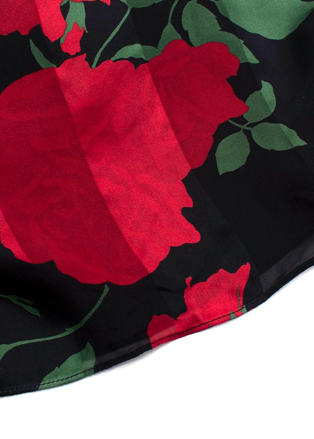 Saint Laurent Rose Print Silk Slip Dress