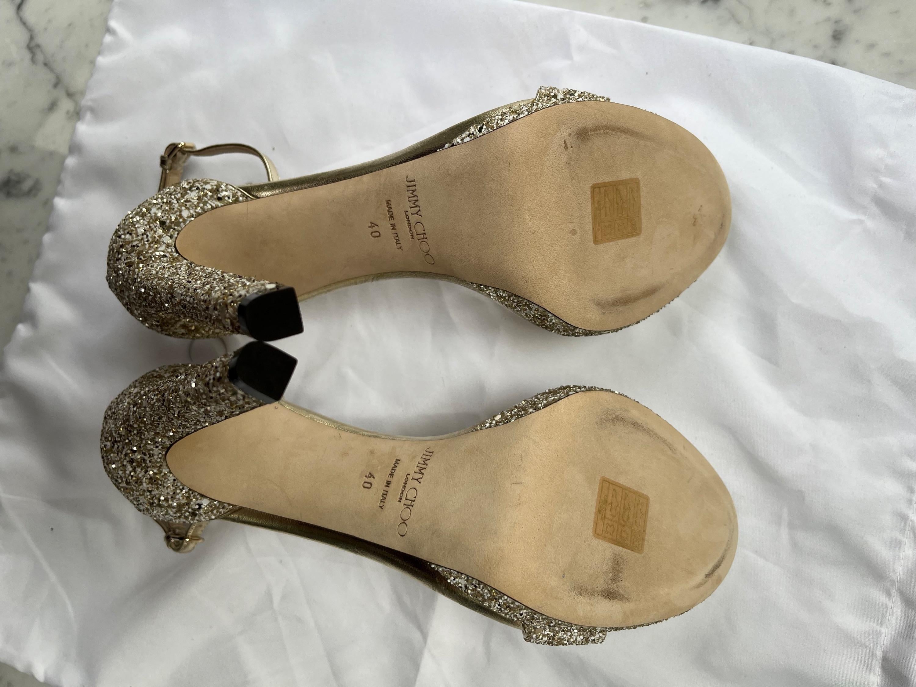 Jimmy Choo Gold Glitter Sandals