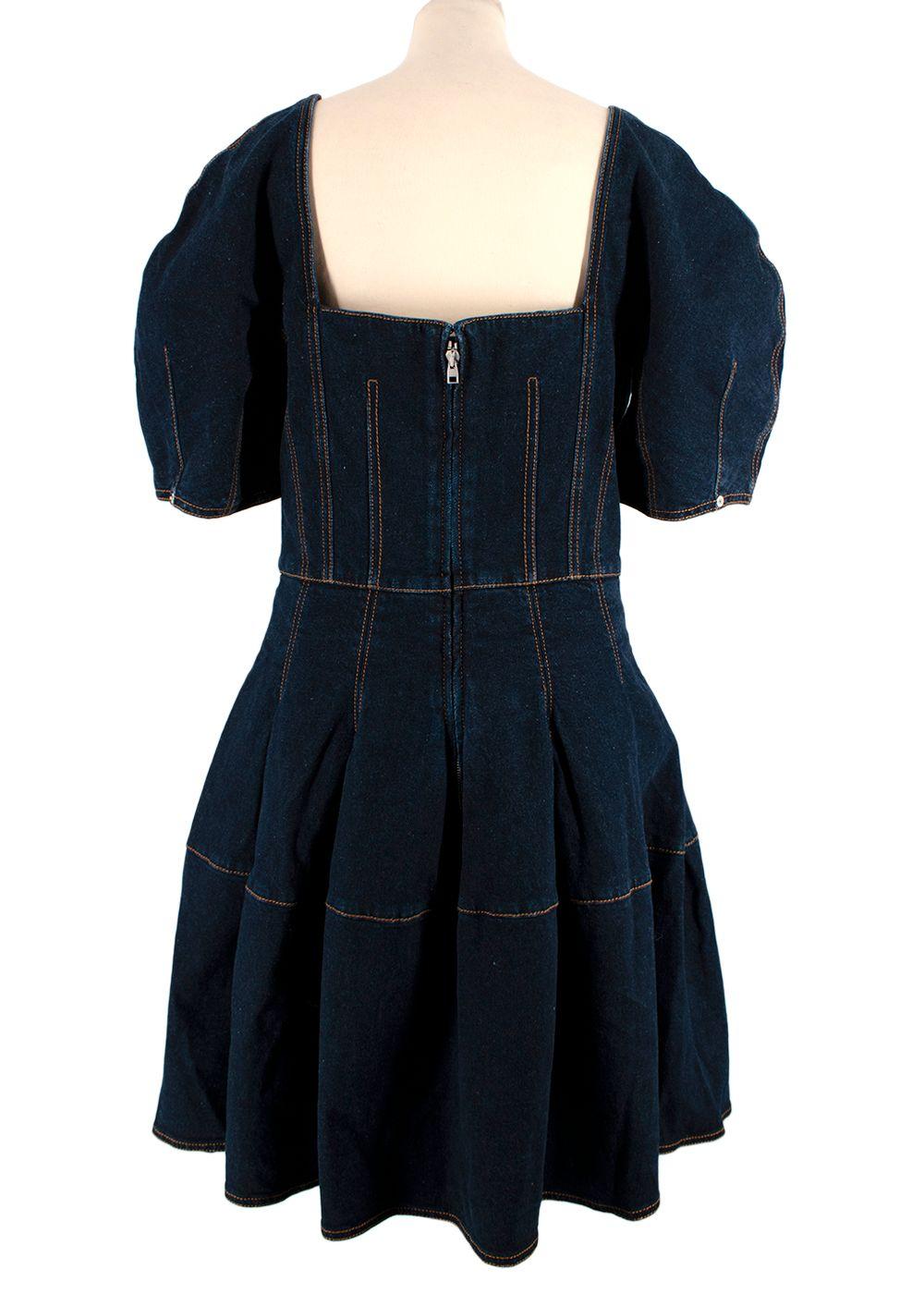 Alexander McQueen Denim Sweetheart Neckline Mini Dress
