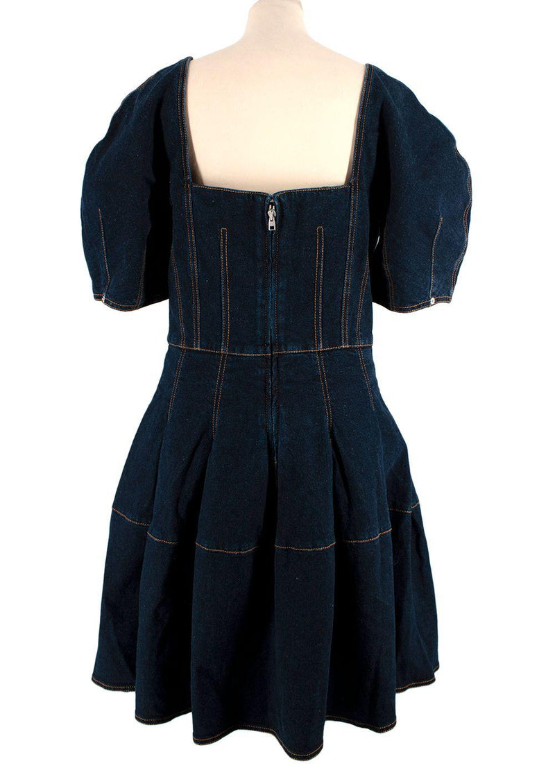 Alexander McQueen Denim Sweetheart Neckline Mini Dress
