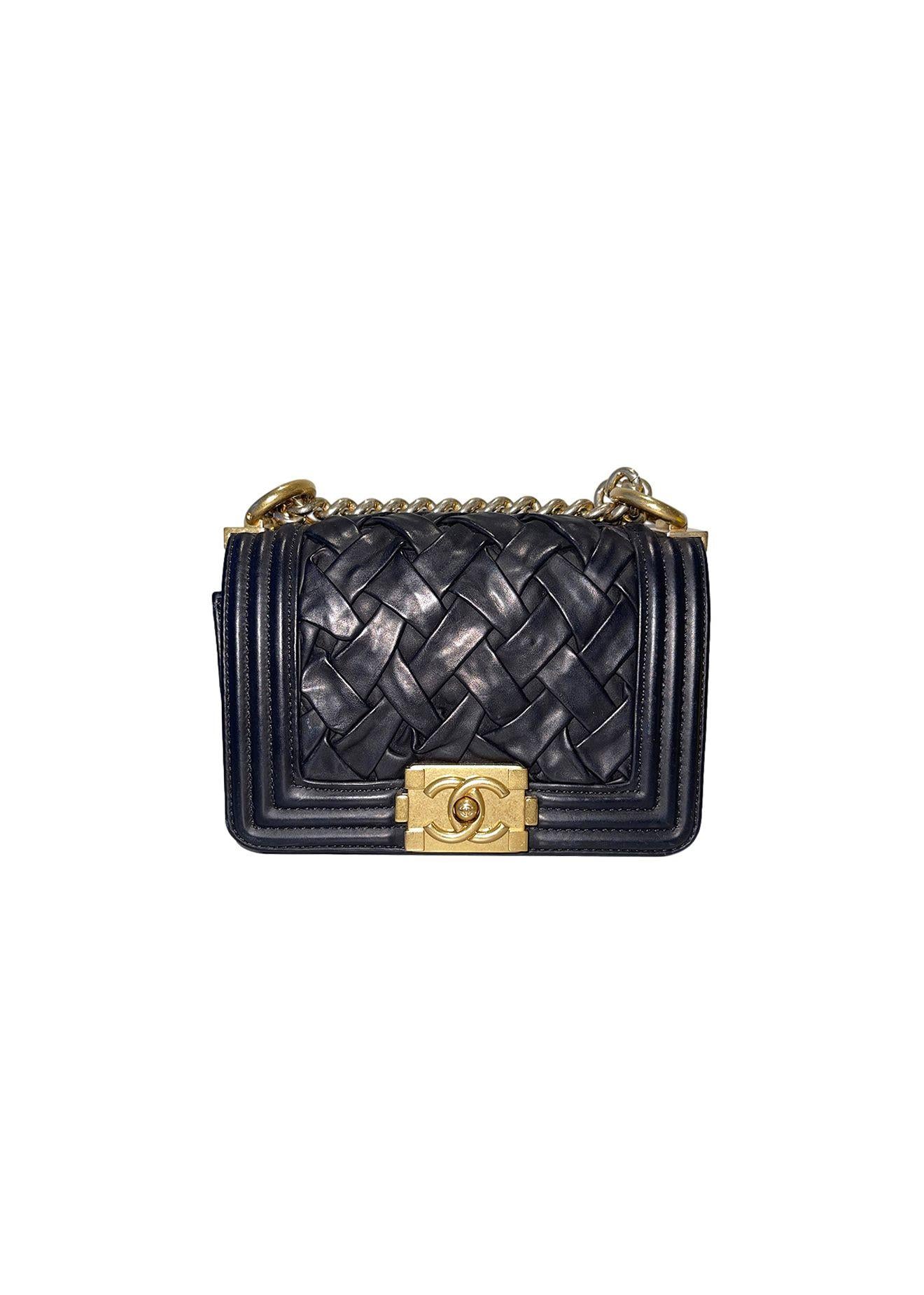 Paris Versailles black woven leather Micro Boy bag