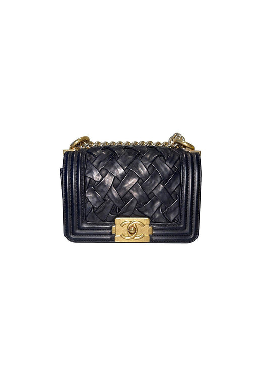 Paris Versailles black woven leather Micro Boy bag