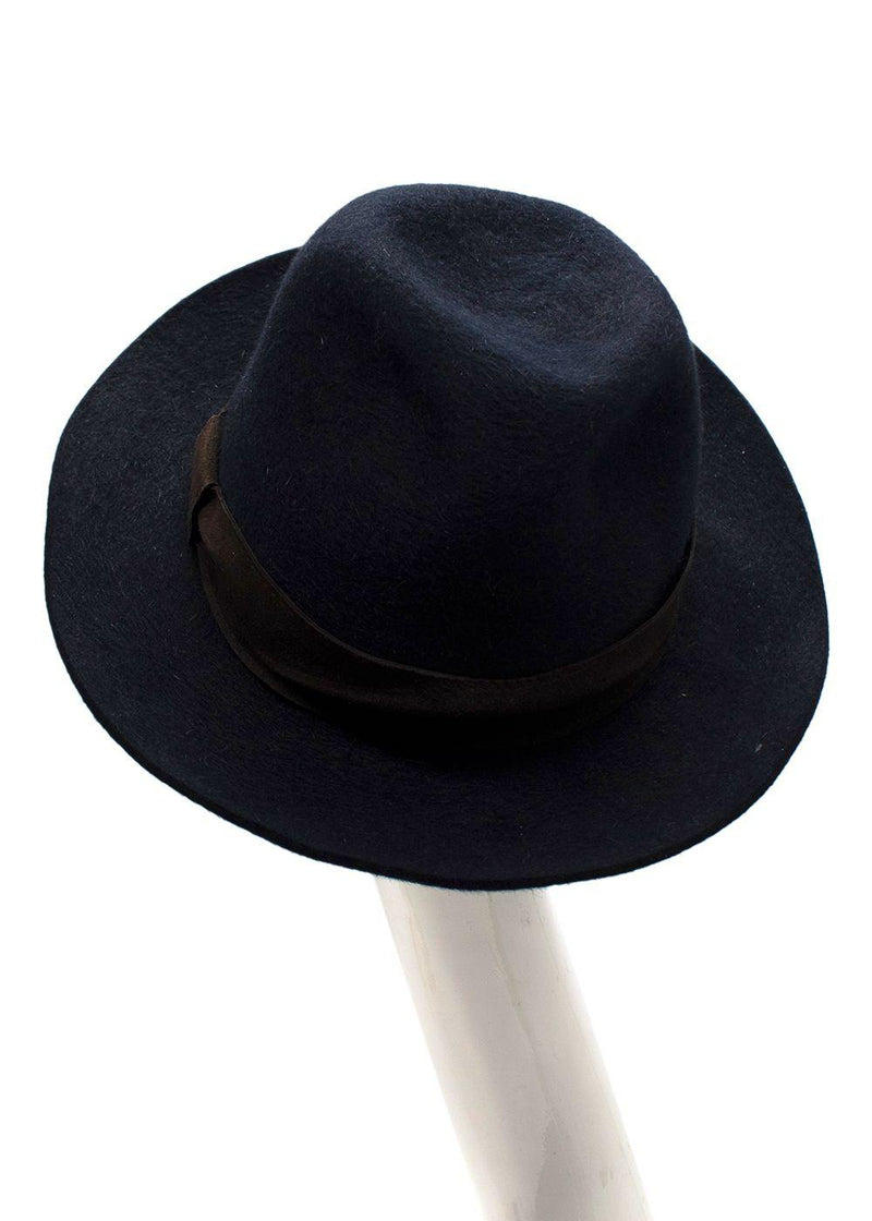 Loro Piana Navy Hares Hair Blend Ferdora