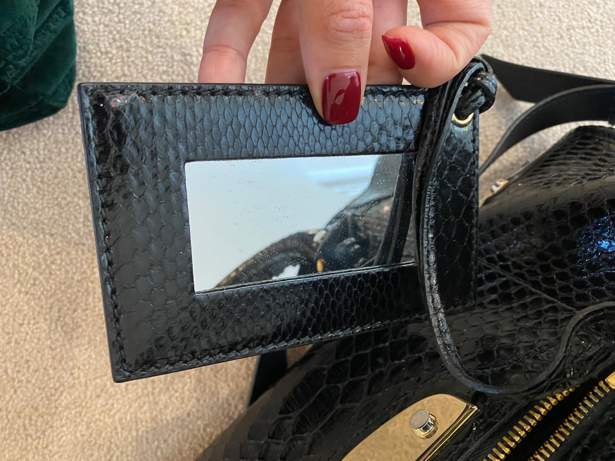 Black Snake Embossed City Bag