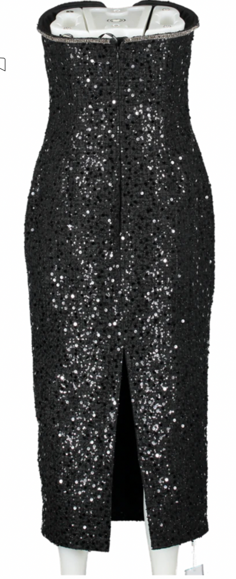 Self-Portrait Black Sequin-embellished Boucle Midi Dress