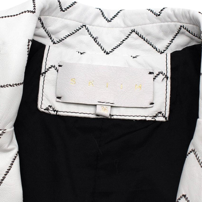 Skiim Magda White Leather Zigzag Blazer