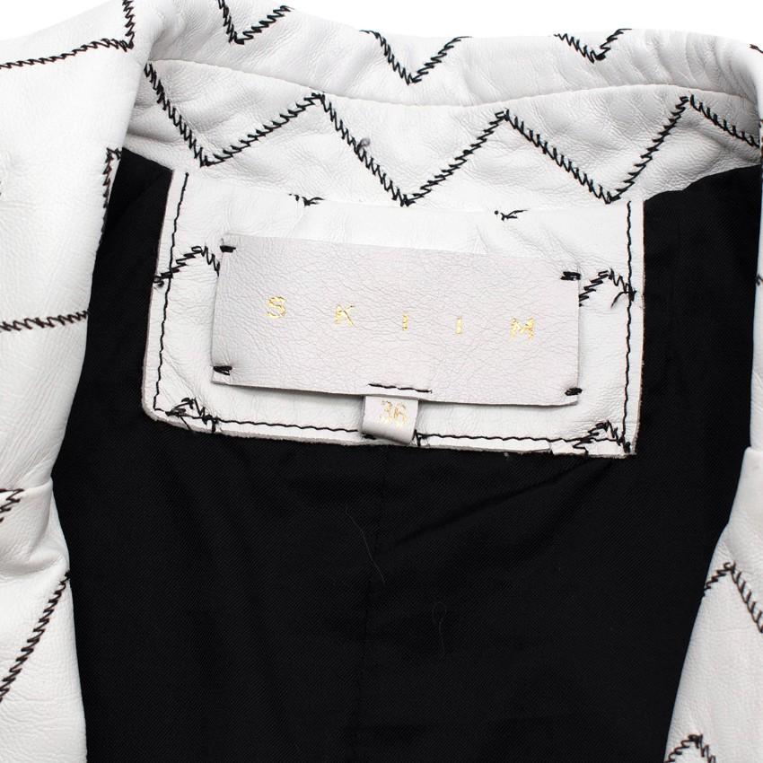 Skiim Magda White Leather Zigzag Blazer
