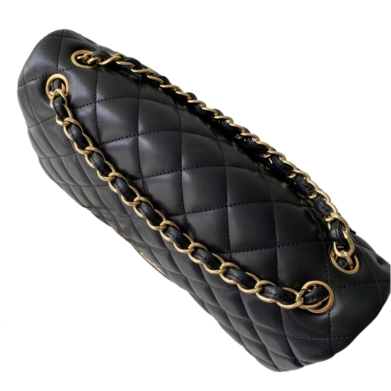 Quilted Black Lambskin Douple Flap Bag