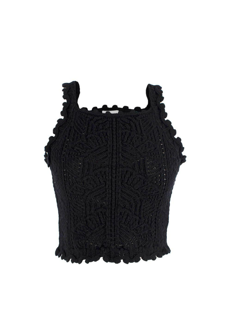 Saint Laurent Black Crochet Crop Top