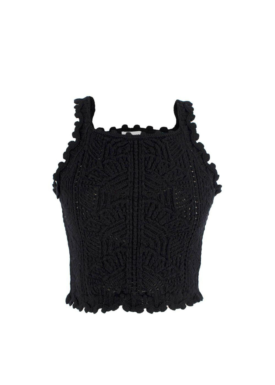 Saint Laurent Black Crochet Crop Top