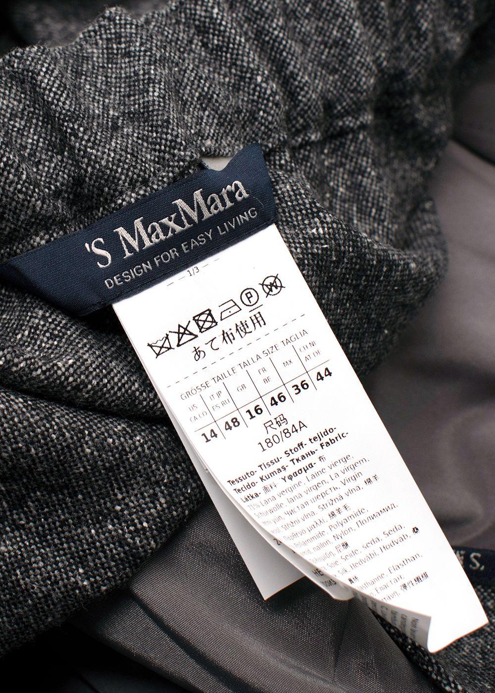 S Max Mara Grey Wide Leg Wool Trousers